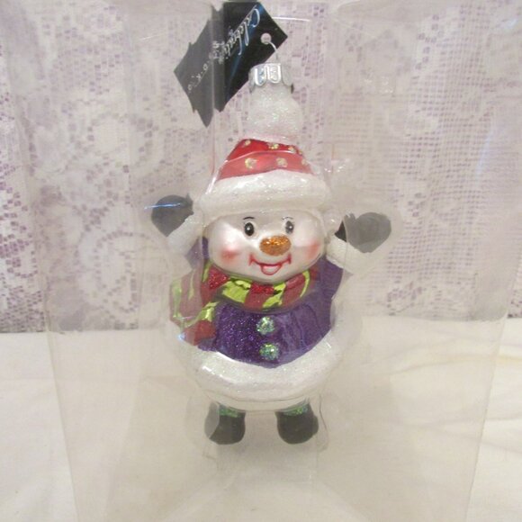 Celebrations By Radko Hand Crafted Glass Snowman Ornament 2012 Purple - Picture 5 of 9